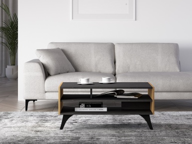 Design Plus Studio Kuchni & Salon Meblowy | Toscania 07 Dąb Baltic Dune/Jesion Prestige Czarny - Stolik | 