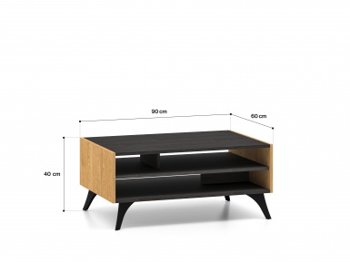 Design Plus Studio Kuchni & Salon Meblowy | Toscania 07 Dąb Baltic Dune/Jesion Prestige Czarny - Stolik | 