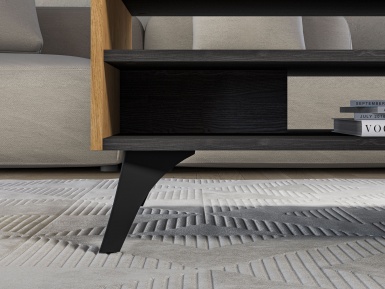 Design Plus Studio Kuchni & Salon Meblowy | Toscania 07 Dąb Baltic Dune/Jesion Prestige Czarny - Stolik | 