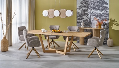 Design Plus Studio Kuchni & Salon Meblowy | MASSIVE 3 stół rozkładany 160-250x90x77 cm dąb naturalny/dąb naturalny (2p1szt) | 5905248137134