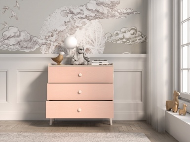 Design Plus Studio Kuchni & Salon Meblowy | Mevel 06 Piasek pustyni/Millennial pink - komoda 3S | 