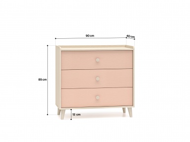Design Plus Studio Kuchni & Salon Meblowy | Mevel 06 Piasek pustyni/Millennial pink - komoda 3S | 