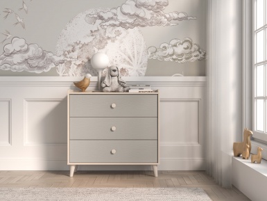 Design Plus Studio Kuchni & Salon Meblowy | Mevel 06 Piasek pustyni/szary pallad - komoda 3S | 