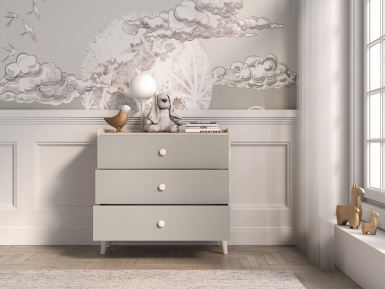 Design Plus Studio Kuchni & Salon Meblowy | Mevel 06 Piasek pustyni/szary pallad - komoda 3S | 
