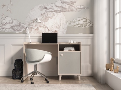Design Plus Studio Kuchni & Salon Meblowy | Mevel 07 Piasek pustyni/szary pallad - biurko 1D | 