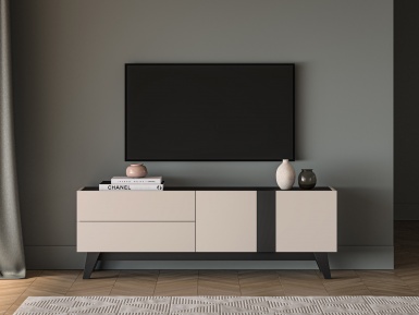 Design Plus Studio Kuchni & Salon Meblowy | Freshion 05 cashmere/czarny - RTV2D2S | 
