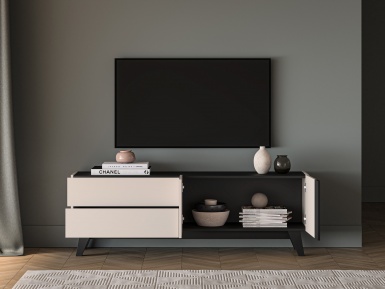 Design Plus Studio Kuchni & Salon Meblowy | Freshion 05 cashmere/czarny - RTV2D2S | 