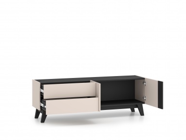 Design Plus Studio Kuchni & Salon Meblowy | Freshion 05 cashmere/czarny - RTV2D2S | 