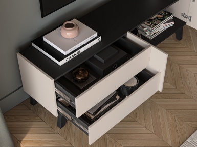 Design Plus Studio Kuchni & Salon Meblowy | Freshion 05 cashmere/czarny - RTV2D2S | 