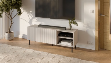 Design Plus Studio Kuchni & Salon Meblowy | PAXOS RTV-1 TV stolik RTV 150 cm, kolor: kaszmir - czarny (2p1szt) | 5905248137776