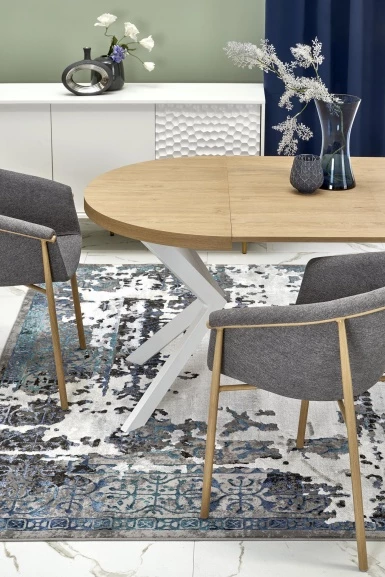 Design Plus Studio Kuchni & Salon Meblowy | PERONI stół rozkładany dąb złoty - biały (2p1szt) | 2010001194316