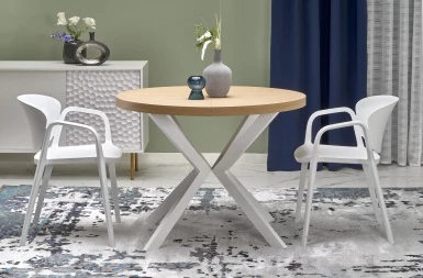 Design Plus Studio Kuchni & Salon Meblowy | PERONI stół rozkładany dąb złoty - biały (2p1szt) | 2010001194316