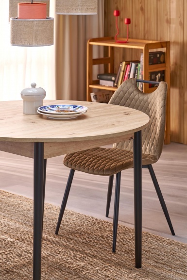 Design Plus Studio Kuchni & Salon Meblowy | PIVOT stół rozkładany 102-142x102x75 cm, blat - dąb artisan, nogi - czarny (1p1szt) | 5905248137356