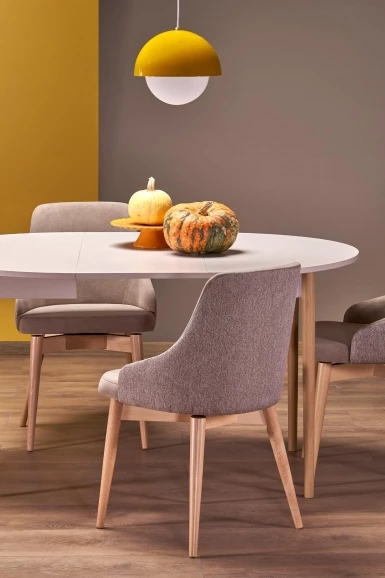 Design Plus Studio Kuchni & Salon Meblowy | PIVOT stół rozkładany 102-142x102x75 cm, blat - kaszmir, nogi - naturalny (1p1szt) | 5905248137349