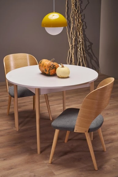 Design Plus Studio Kuchni & Salon Meblowy | PIVOT stół rozkładany 102-142x102x75 cm, blat - kaszmir, nogi - naturalny (1p1szt) | 5905248137349