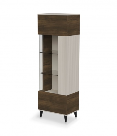 Design Plus Studio Kuchni & Salon Meblowy | RANDOM 2 W-1 witryna kaszmir / orzech / czarny (2p1szt) | 5905248137745