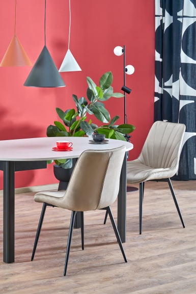 Design Plus Studio Kuchni & Salon Meblowy | RINGO stół kolor blat kaszmir, nogi - czarny (102-142x102x76 cm) (2p1szt) | 5905248137363