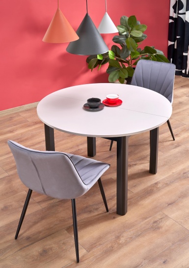 Design Plus Studio Kuchni & Salon Meblowy | RINGO stół kolor blat kaszmir, nogi - czarny (102-142x102x76 cm) (2p1szt) | 5905248137363