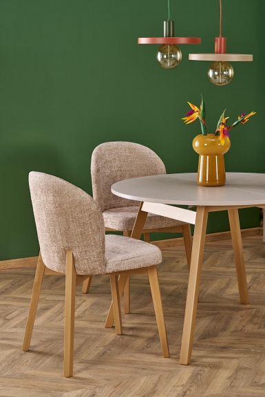 Design Plus Studio Kuchni & Salon Meblowy | RUBEN stół kolor blat - kaszmir, nogi - naturalny (102-142x102x75 cm) (2p1szt) | 5905248137370
