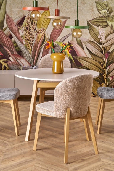 Design Plus Studio Kuchni & Salon Meblowy | RUBEN stół kolor blat - kaszmir, nogi - naturalny (102-142x102x75 cm) (2p1szt) | 5905248137370