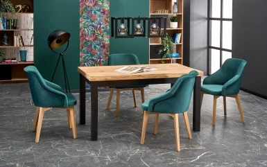 Design Plus Studio Kuchni & Salon Meblowy | TIAGO stół rozkładany 140-220/80 blat: dąb craft, nogi: czarny (3p1szt) | 2010001188407