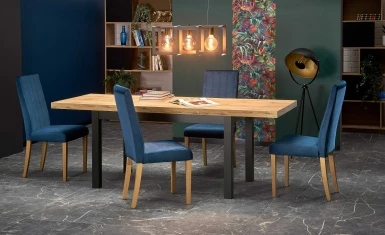 Design Plus Studio Kuchni & Salon Meblowy | TIAGO stół rozkładany 140-220/80 blat: dąb craft, nogi: czarny (3p1szt) | 2010001188407