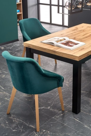 Design Plus Studio Kuchni & Salon Meblowy | TIAGO stół rozkładany 140-220/80 blat: dąb craft, nogi: czarny (3p1szt) | 2010001188407