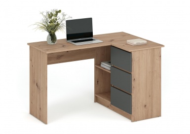 Design Plus Studio Kuchni & Salon Meblowy | BEGA biurko, dąb artisan / grafitowy (2p1szt) | 5905248137431