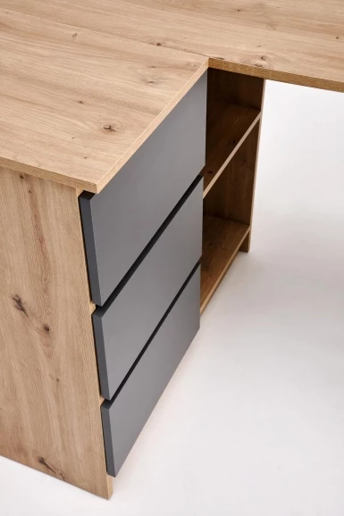 Design Plus Studio Kuchni & Salon Meblowy | BEGA biurko, dąb artisan / grafitowy (2p1szt) | 5905248137431