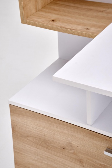 Design Plus Studio Kuchni & Salon Meblowy | MISO biurko, biały / dąb artisan (2p1szt) | 5905248137479
