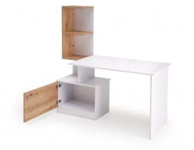 Design Plus Studio Kuchni & Salon Meblowy | MISO biurko, biały / dąb artisan (2p1szt) | 5905248137479
