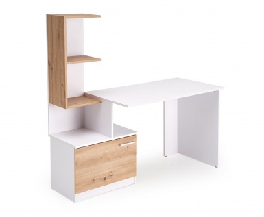 Design Plus Studio Kuchni & Salon Meblowy | MISO biurko, biały / dąb artisan (2p1szt) | 5905248137479