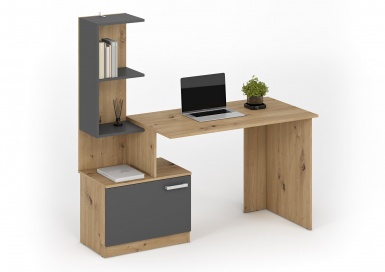Design Plus Studio Kuchni & Salon Meblowy | MISO biurko, grafitowy / dąb artisan (2p1szt) | 5905248137486