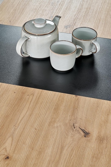 Design Plus Studio Kuchni & Salon Meblowy | WILSON stół rozkładany, blat - dąb artisan / czarny, nogi - dąb artisan / czarny (2p1szt) | 5905248137868