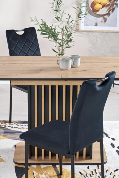 Design Plus Studio Kuchni & Salon Meblowy | WILSON stół rozkładany, blat - dąb artisan / czarny, nogi - dąb artisan / czarny (2p1szt) | 5905248137868