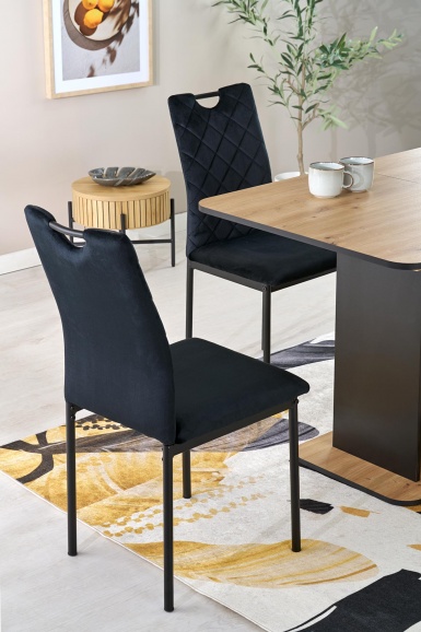Design Plus Studio Kuchni & Salon Meblowy | WILSON stół rozkładany, blat - dąb artisan / czarny, nogi - dąb artisan / czarny (2p1szt) | 5905248137868