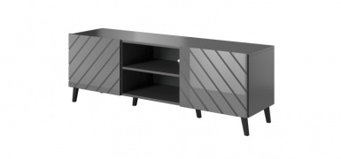 Design Plus Studio Kuchni & Salon Meblowy | ABETO szafka RTV 150 grafit mat/ grafit połysk | 2010001187271