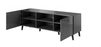 Design Plus Studio Kuchni & Salon Meblowy | ABETO szafka RTV 150 grafit mat/ grafit połysk | 2010001187271