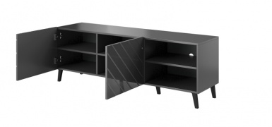 Design Plus Studio Kuchni & Salon Meblowy | ABETO szafka RTV 150 grafit mat/ grafit połysk | 2010001187271