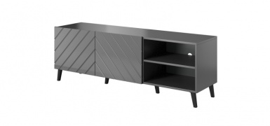 Design Plus Studio Kuchni & Salon Meblowy | ABETO szafka RTV 150 grafit mat/ grafit połysk | 2010001187271
