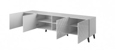 Design Plus Studio Kuchni & Salon Meblowy | ABETO szafka RTV 200 biały mat/ biały połysk | 2010001186731