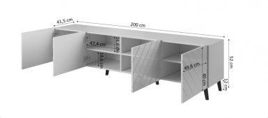 Design Plus Studio Kuchni & Salon Meblowy | ABETO szafka RTV 200 biały mat/ biały połysk | 2010001186731