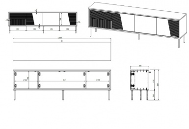 Design Plus Studio Kuchni & Salon Meblowy | ABI szafka RTV czarny mat/ czarny mat | 2010001199144