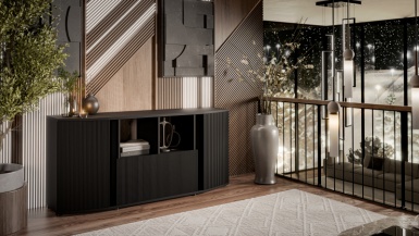 Design Plus Studio Kuchni & Salon Meblowy | MICHELLE komoda czarny/ dąb viking | 5903815003981