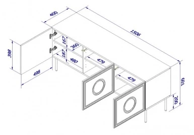 Design Plus Studio Kuchni & Salon Meblowy | PALAZZO szafka RTV 150 (3D) czarny mat/ dąb craft | 2010001199380