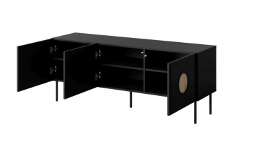 Design Plus Studio Kuchni & Salon Meblowy | PALAZZO szafka RTV 150 (3D) czarny mat/ dąb craft | 2010001199380
