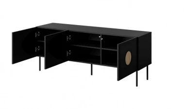Design Plus Studio Kuchni & Salon Meblowy | PALAZZO szafka RTV 150 (3D) czarny mat/ dąb craft | 2010001199380