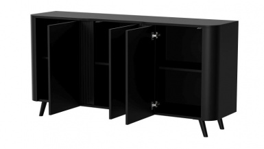 Design Plus Studio Kuchni & Salon Meblowy | VOLARE komoda 150 3D czarny mat/ czarny mat | 5903815009709