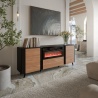 Design Plus Studio Kuchni & Salon Meblowy | VOLARE komoda 200 EF czarny mat/ orzech ( z możliwością montażu kominka ) | 5903815009679