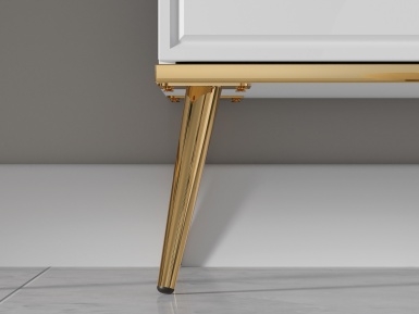 Design Plus Studio Kuchni & Salon Meblowy | Goldin 0301 Biały alpejski/Biały połysk - witryna | 